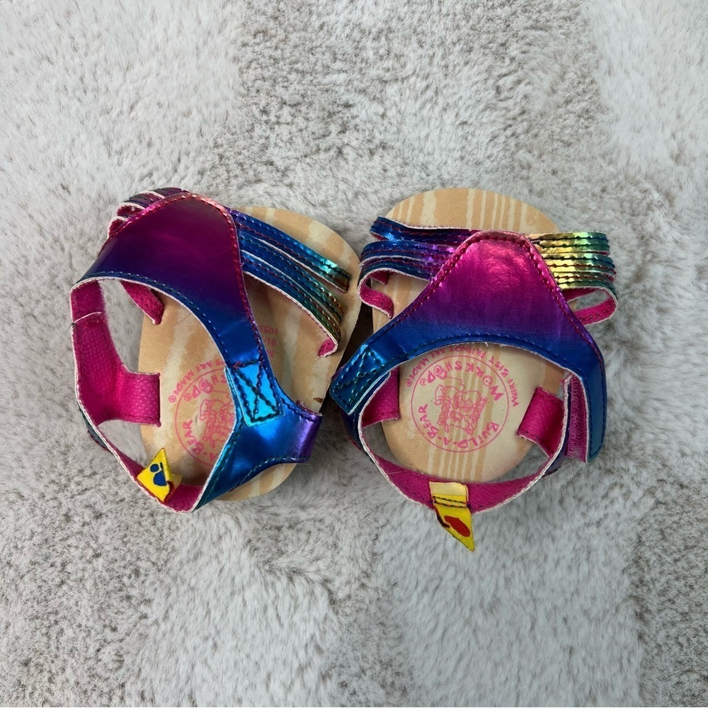 Build a Bear Workshop Sandals Shoes Rainbow Iridescent Colourful Wedge
